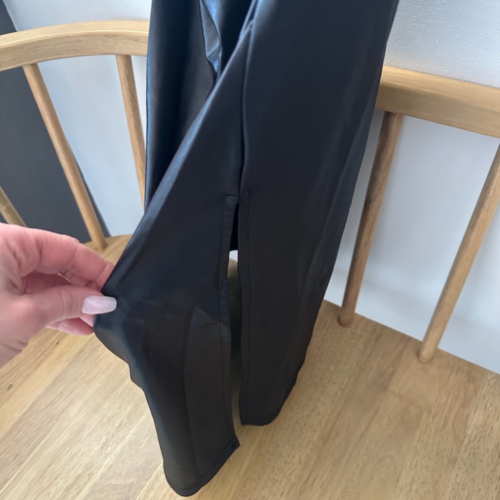 Faux Leather Black Sleeveless Dress - Picture 3 of 6